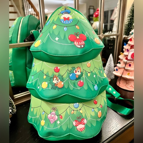 New Disney Loungefly Chip And Dale Christmas Tree Ornament Backpack